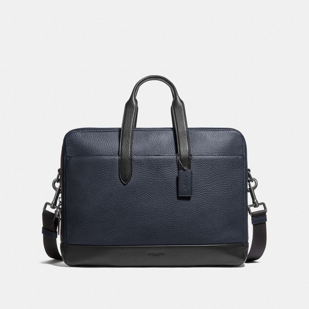 HAMILTON DAY BRIEF - MIDNIGHT NAVY/BLACK ANTIQUE NICKEL - COACH F27617