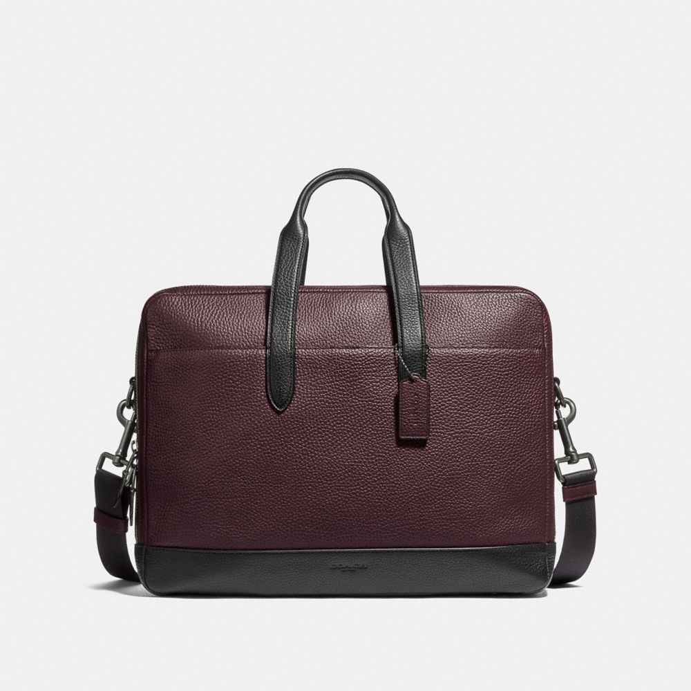 COACH HAMILTON DAY BRIEF - OXBLOOD/BLACK ANTIQUE NICKEL - F27617