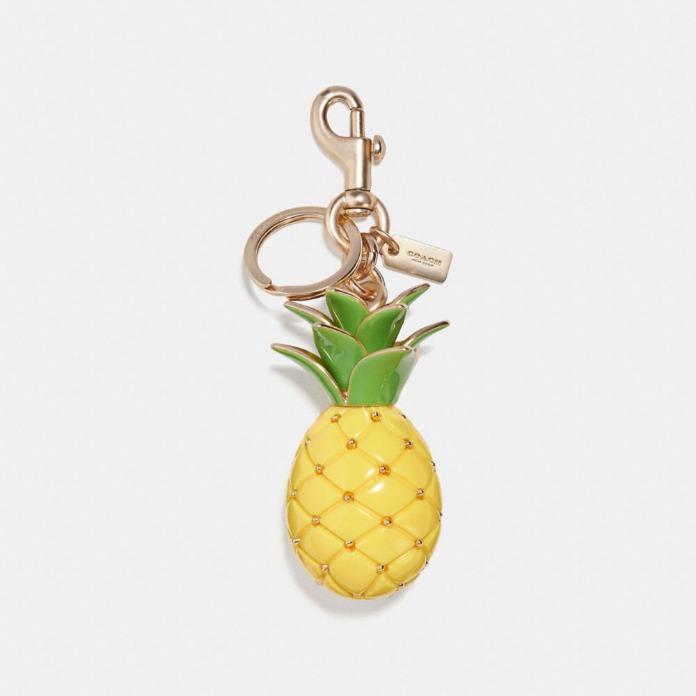 COACH F27699 PINEAPPLE BAG CHARM YELLOW/GOLD