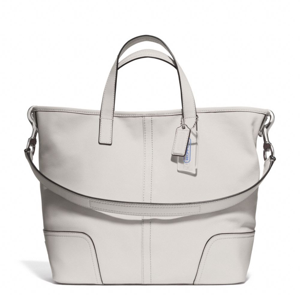 HADLEY LEATHER DUFFLE - f27728 - SILVER/PARCHMENT