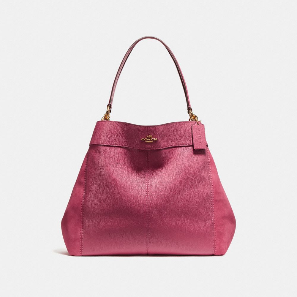 LARGE LEXY SHOULDER BAG - COACH f27833 - LIGHT GOLD/ROUGE