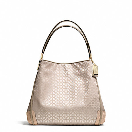 COACH MADISON OP ART PEARLESCENT FABRIC SMALL PHOEBE SHOULDER BAG - LIGHT GOLD/PEACH ROSE - f27843