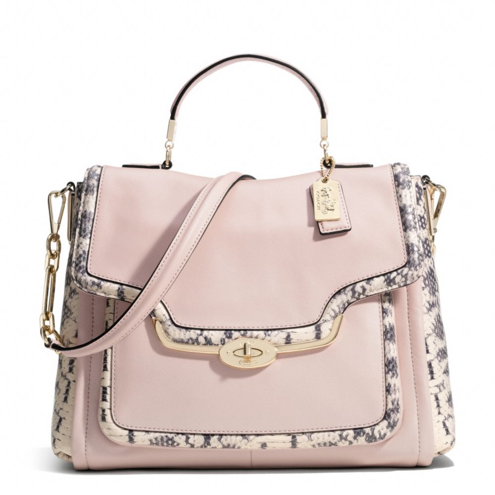 COACH MADISON TWO-TONE PYTHON EMBOSSED LEATHER SADIE FLAP SATCHEL - ONE COLOR - F27851