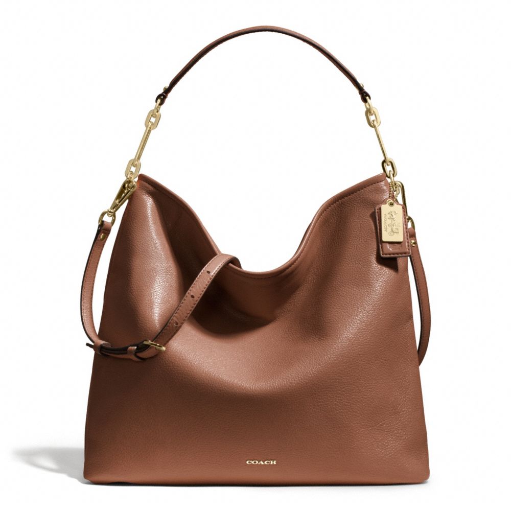 COACH F27858 Madison Leather Hobo LIGHT GOLD/CHESTNUT