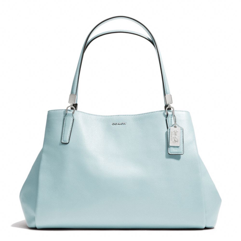 COACH F27859 - MADISON LEATHER  CAFE CARRYALL  SILVER/SEA MIST