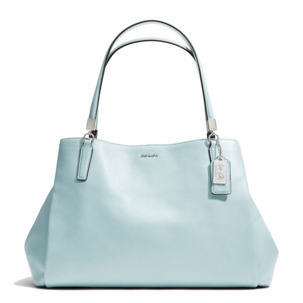 COACH f27859 MADISON LEATHER  CAFE CARRYALL  SILVER/SEA MIST