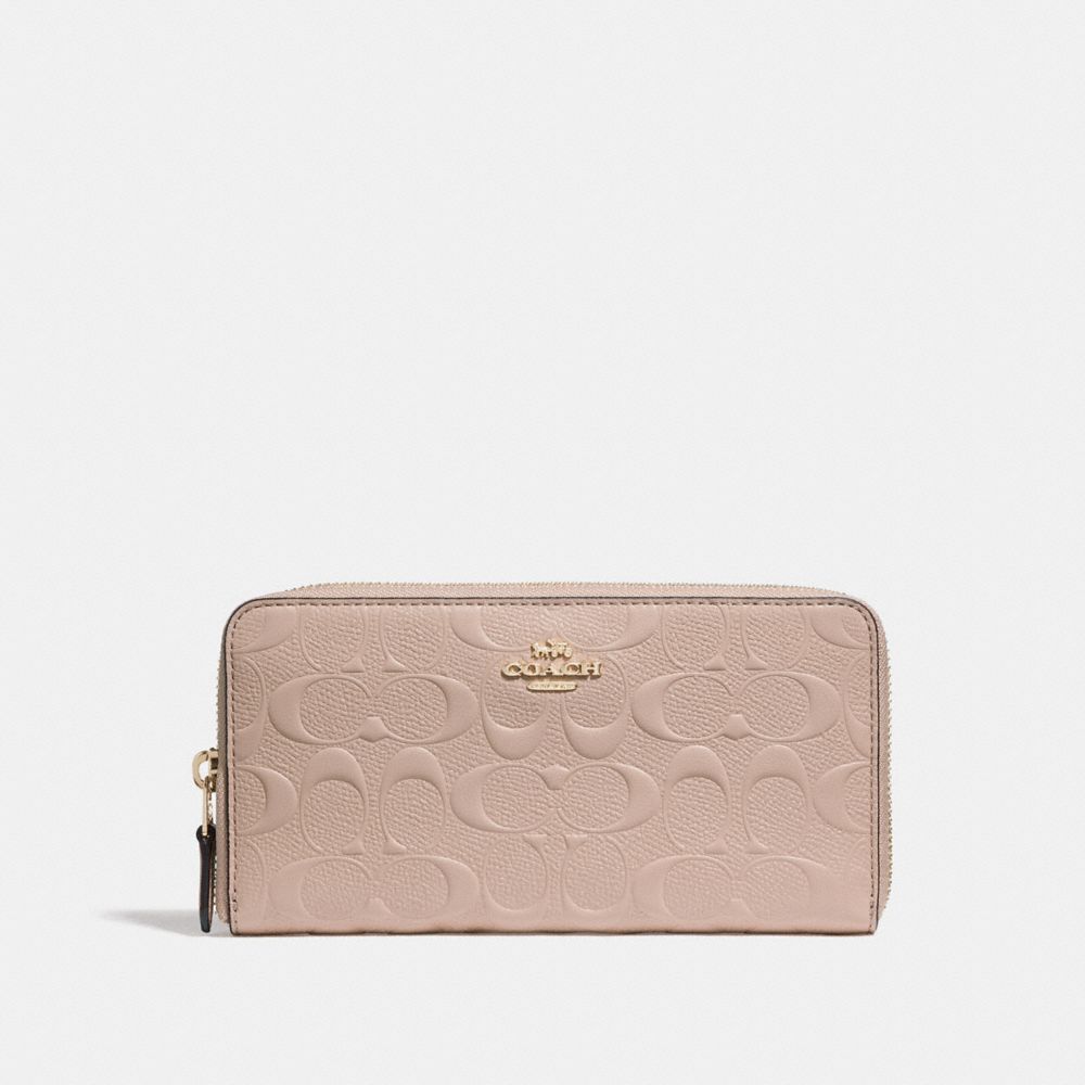 ACCORDION ZIP WALLET IN SIGNATURE LEATHER - COACH f27865 - NUDE  PINK/LIGHT GOLD