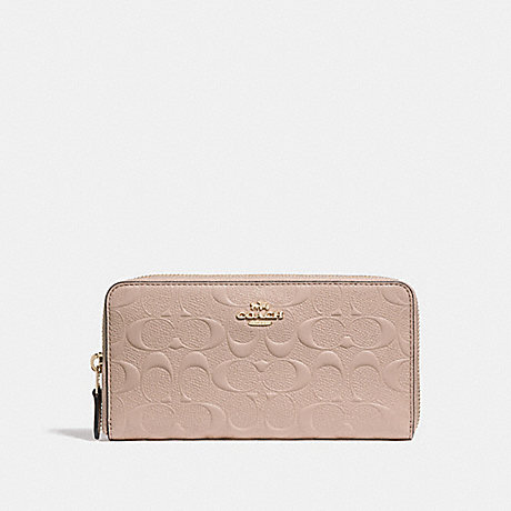 COACH ACCORDION ZIP WALLET IN SIGNATURE LEATHER - NUDE PINK/LIGHT GOLD - f27865
