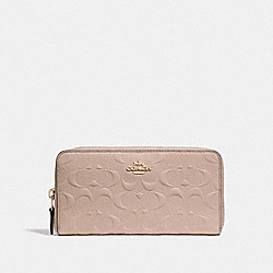 ACCORDION ZIP WALLET IN SIGNATURE LEATHER - COACH f27865 - NUDE PINK/LIGHT GOLD