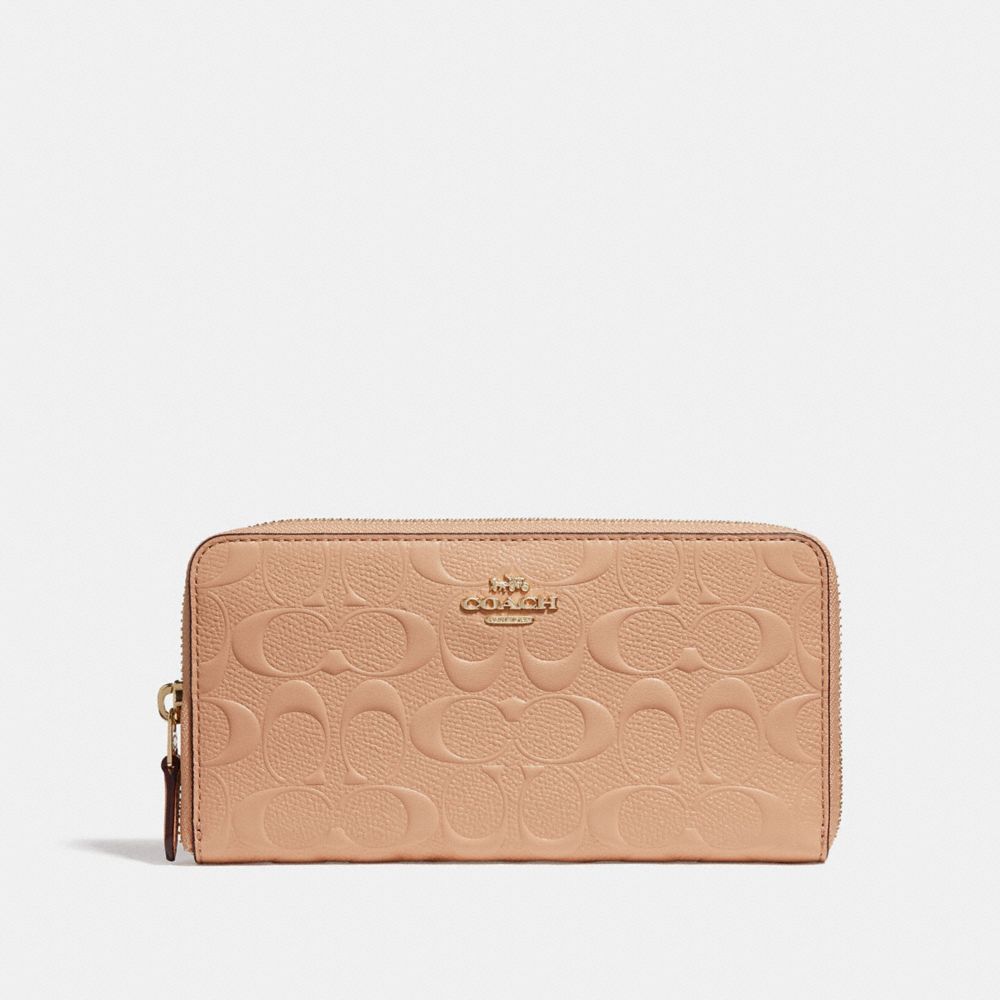COACH ACCORDION ZIP WALLET IN SIGNATURE LEATHER - BEECHWOOD/LIGHT GOLD - F27865