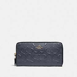 ACCORDION ZIP WALLET IN SIGNATURE LEATHER - COACH f27865 - MIDNIGHT/LIGHT GOLD