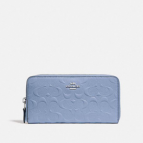 COACH ACCORDION ZIP WALLET IN SIGNATURE LEATHER - SILVER/POOL - f27865