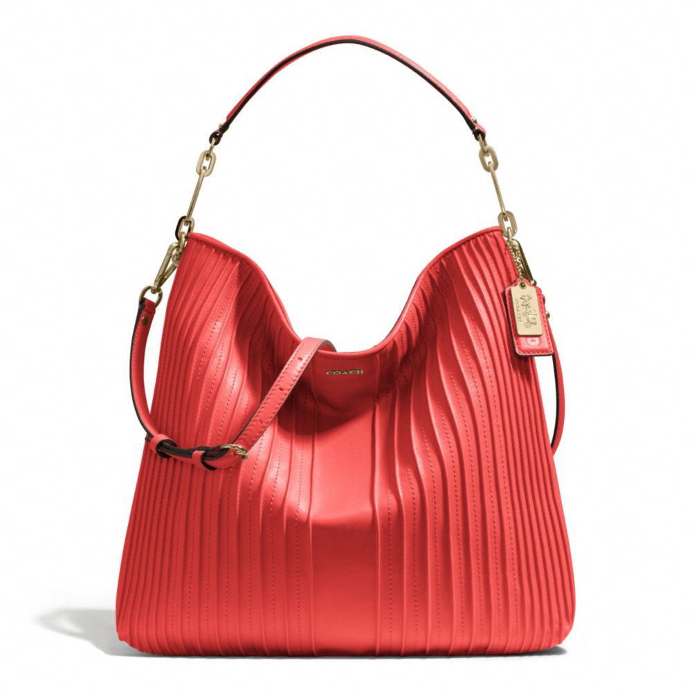 MADISON PINTUCK HOBO - LIGHT GOLD/LOVE RED - COACH F27881