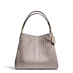 MADISON PINTUCK LEATHER SMALL PHOEBE SHOULDER BAG - LIGHT GOLD/GREY BIRCH - COACH F27885