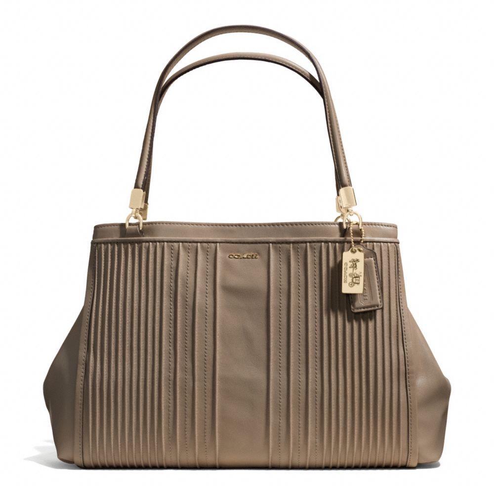 MADISON PINTUCK LEATHER CAFE CARRYALL - LIGHT GOLD/SILT - COACH F27889