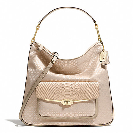 COACH MADISON HOBO IN OP ART PEARLESCENT FABRIC -  LIGHT GOLD/PEACH ROSE - f27906