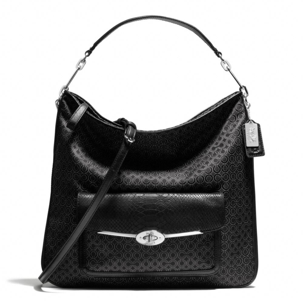 COACH F27906 Madison Op Art Pearlescent Hobo SILVER/BLACK