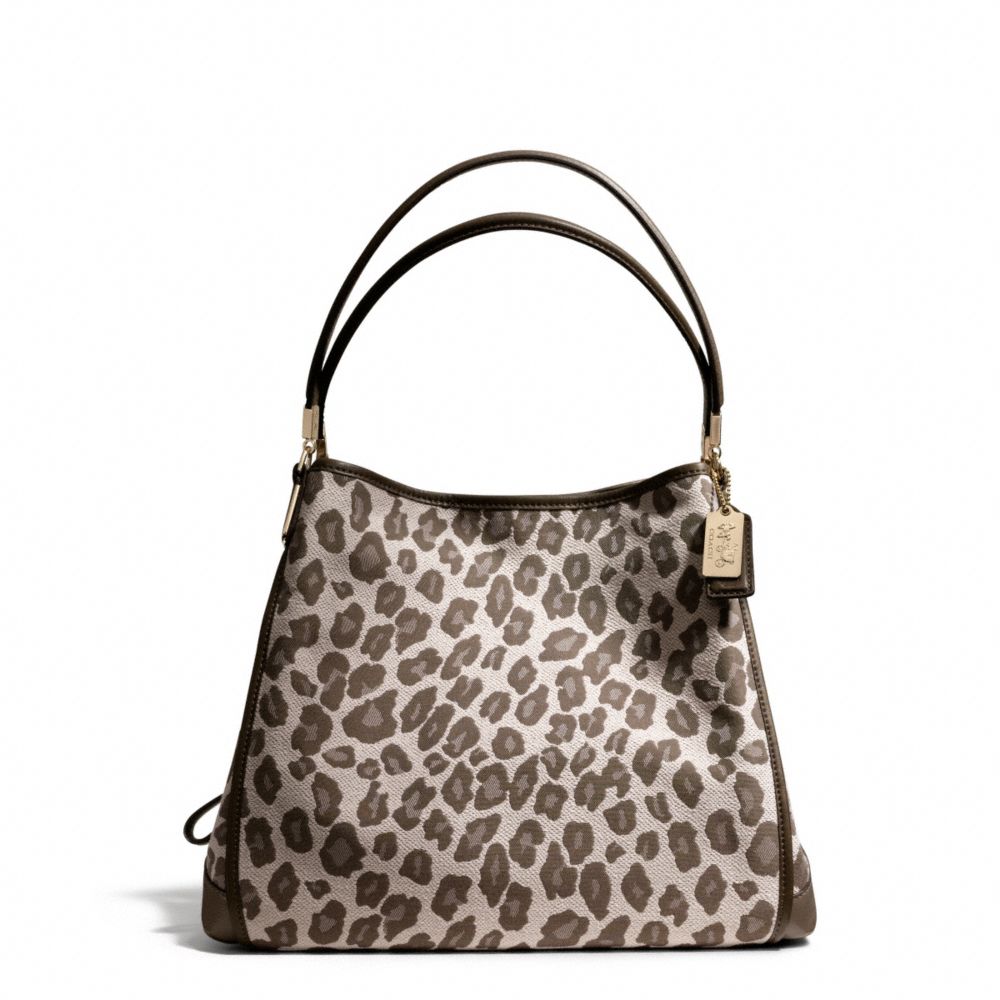 COACH F27908 MADISON OCELOT JACQUARD SMALL PHOEBE SHOULDER BAG LIGHT-GOLD/CHESTNUT