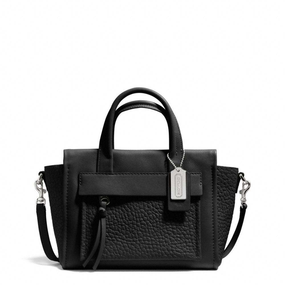 COACH F27923 - BLEECKER LEATHER MINI RILEY CARRYALL  SILVER/BLACK