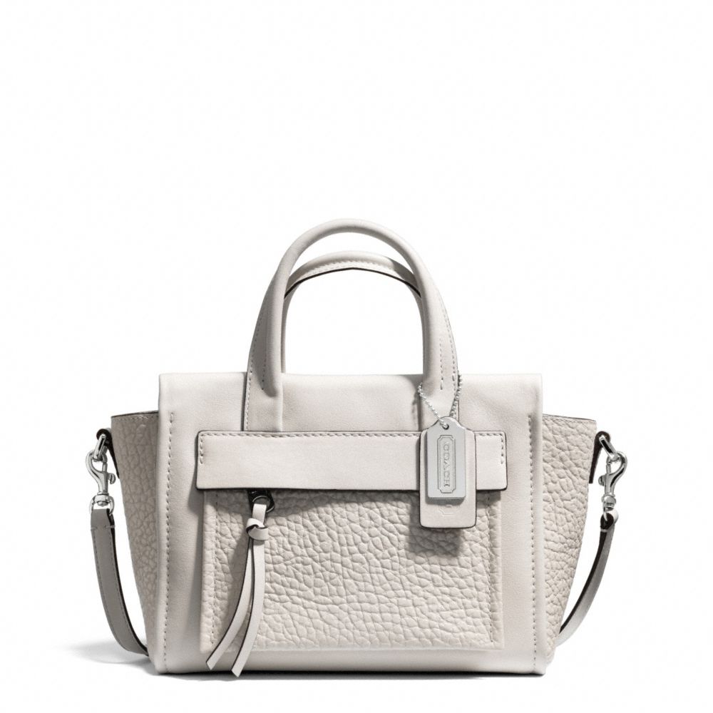 BLEECKER LEATHER MINI RILEY CARRYALL - SILVER/PARCHMENT - COACH F27923