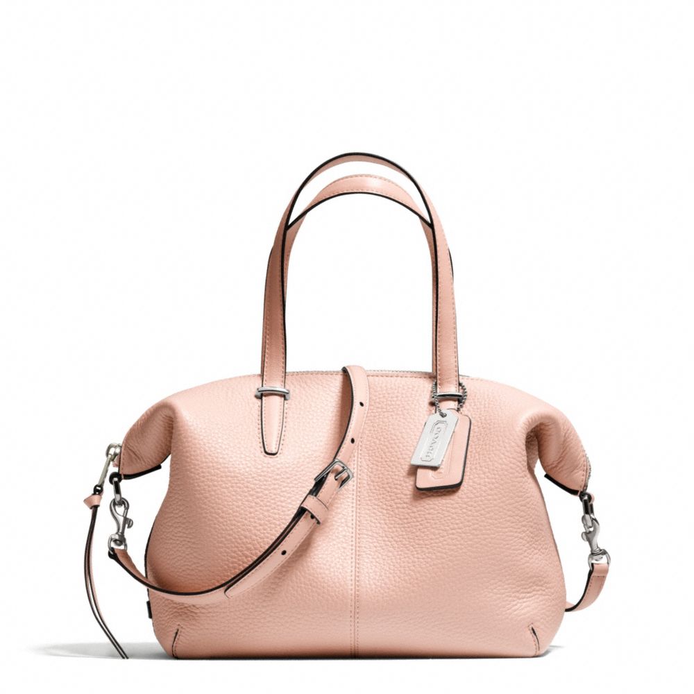 COACH F27926 Bleecker Pebbled Leather Small Cooper Satchel SILVER/PEACH ROSE