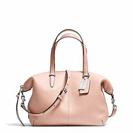 COACH f27926 BLEECKER PEBBLED LEATHER SMALL COOPER SATCHEL SILVER/PEACH ROSE