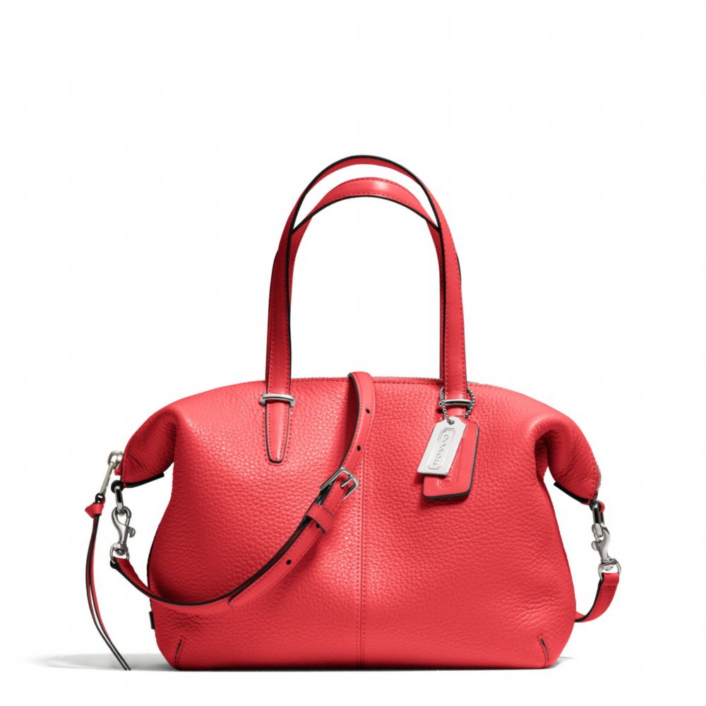 COACH F27926 Bleecker Pebbled Leather Small Cooper Satchel SILVER/LOVE RED