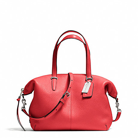 COACH F27926 BLEECKER PEBBLED LEATHER SMALL COOPER SATCHEL SILVER/LOVE-RED