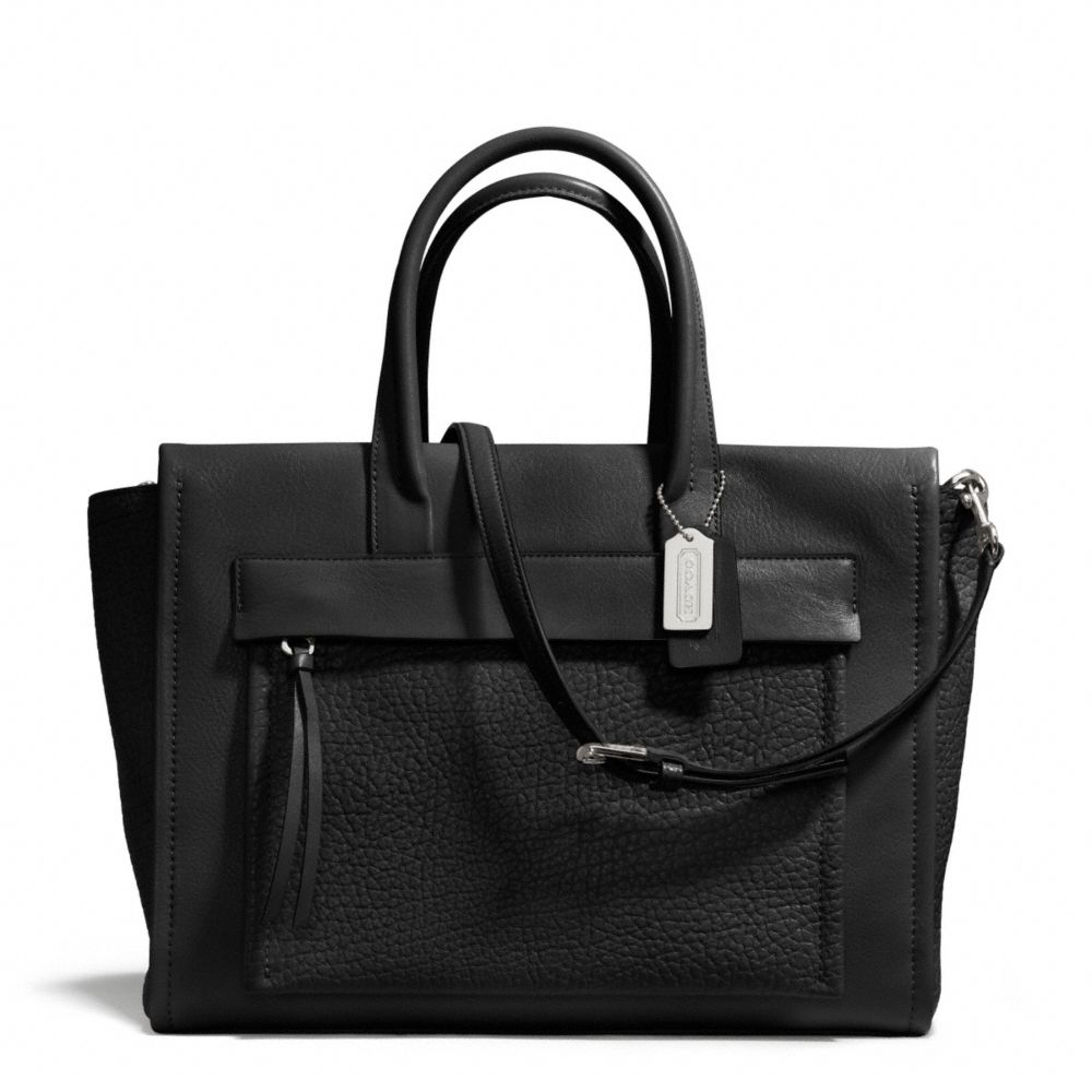 BLEECKER LEATHER POCKET CARRYALL - SILVER/BLACK - COACH F27927