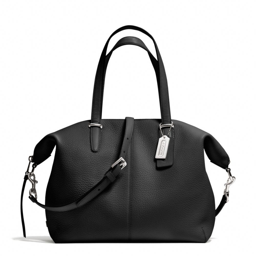 BLEECKER PEBBLED LEATHER COOPER SATCHEL - f27930 - SILVER/BLACK