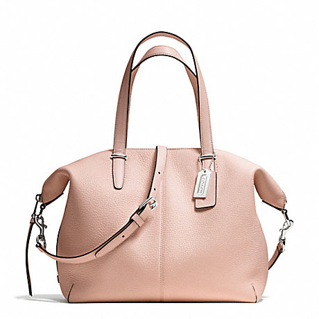 COACH f27930 BLEECKER PEBBLED LEATHER COOPER SATCHEL SILVER/PEACH ROSE