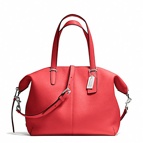 COACH f27930 BLEECKER PEBBLED LEATHER COOPER SATCHEL SILVER/LOVE RED
