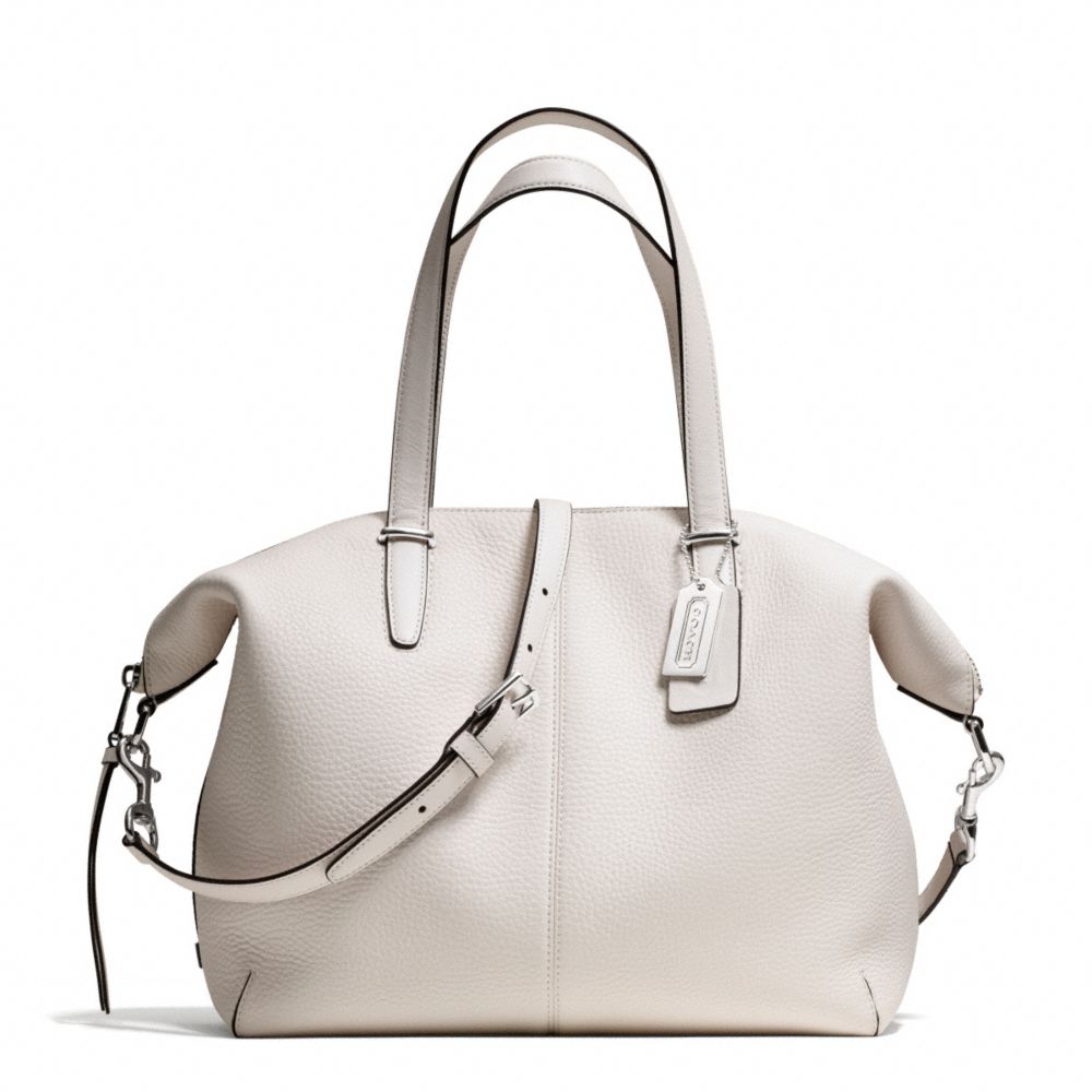 BLEECKER PEBBLED LEATHER COOPER SATCHEL - f27930 - SILVER/PARCHMENT