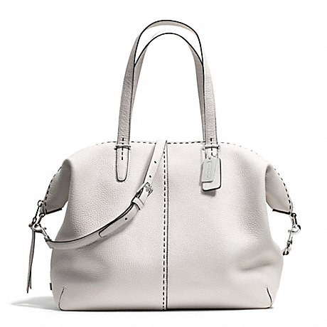 COACH F27948 BLEECKER STITCHED PEBBLED LEATHER LARGE COOPER SATCHEL SILVER/PARCHMENT