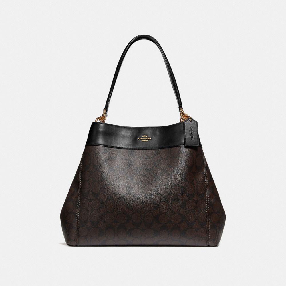 COACH F27972 - LEXY SHOULDER BAG IN SIGNATURE CANVAS BROWN/BLACK/LIGHT GOLD
