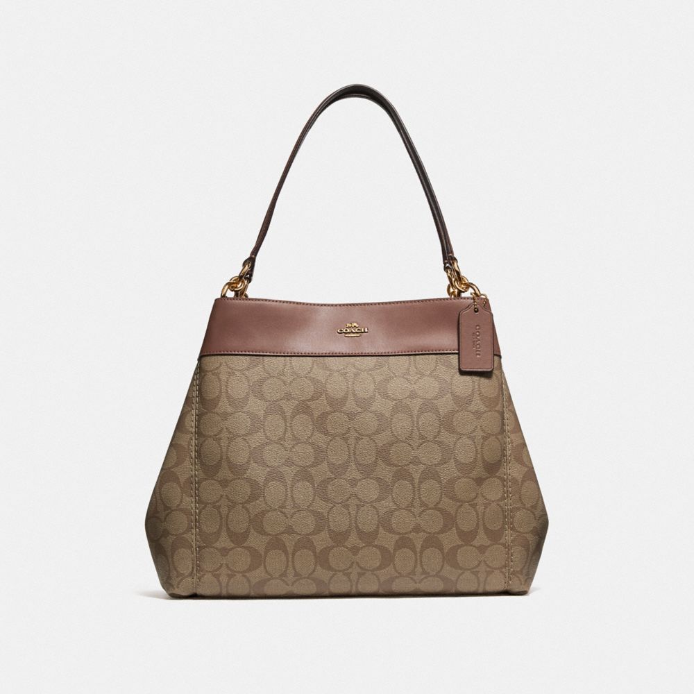 COACH F27972 Lexy Shoulder Bag In Signature Canvas KHAKI/SADDLE 2/IMITATION GOLD