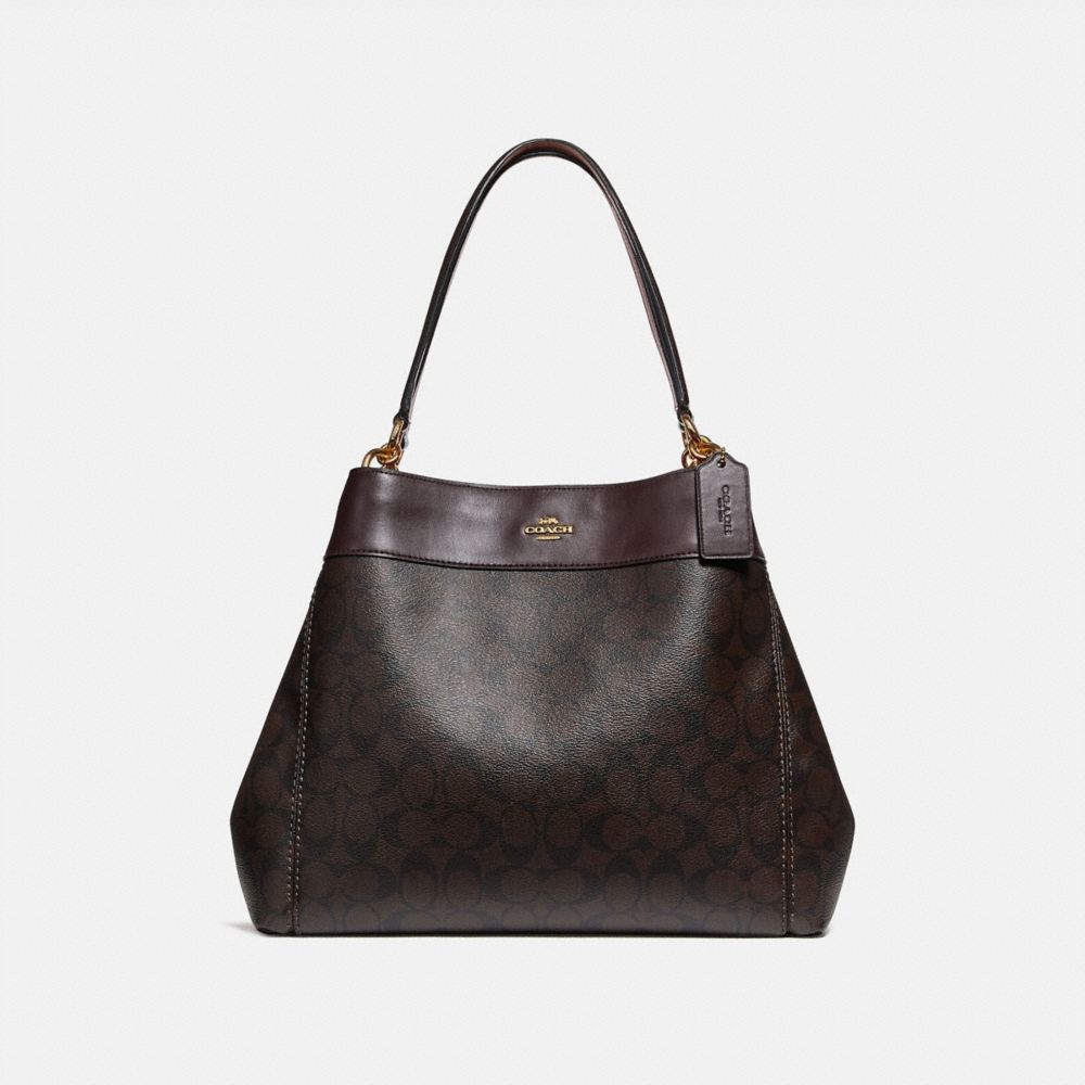 LEXY SHOULDER BAG IN SIGNATURE CANVAS - f27972 - BROWN/OXBLOOD/IMITATION GOLD