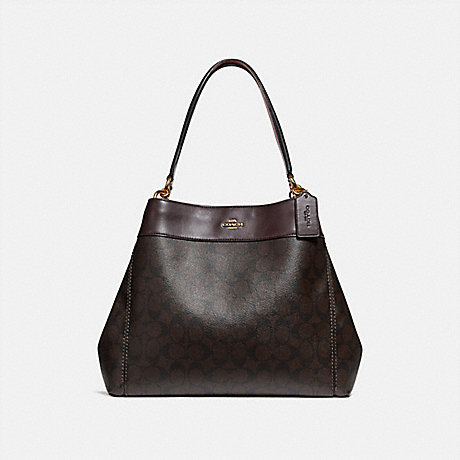 COACH f27972 LEXY SHOULDER BAG IN SIGNATURE CANVAS BROWN/OXBLOOD/IMITATION GOLD