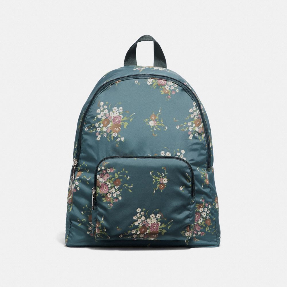 PACKABLE BACKPACK WITH FLORAL BUNDLE PRINT - f27977 - SILVER/MIDNIGHT MULTI