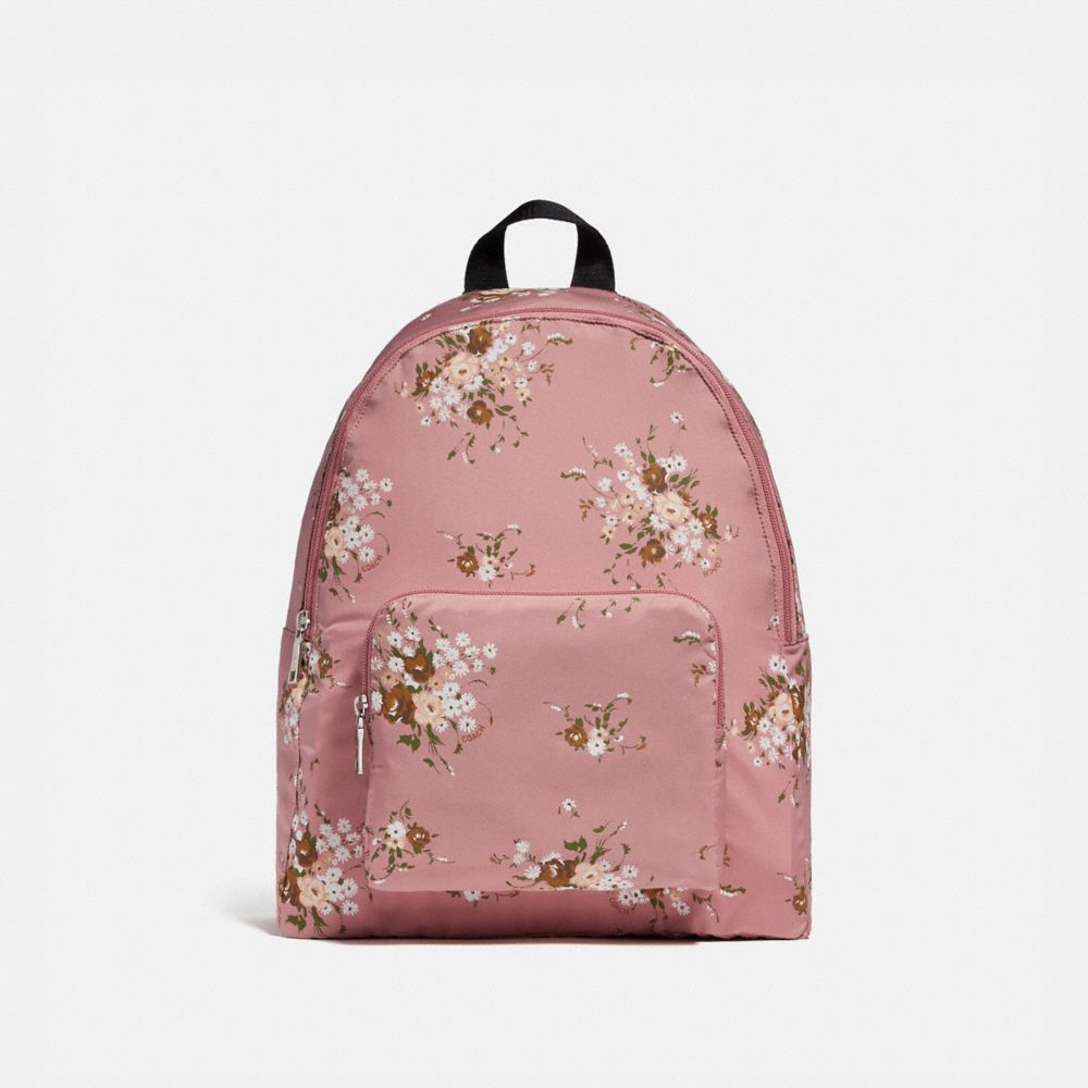 PACKABLE BACKPACK WITH FLORAL BUNDLE PRINT - f27977 - vintage pink multi /silver