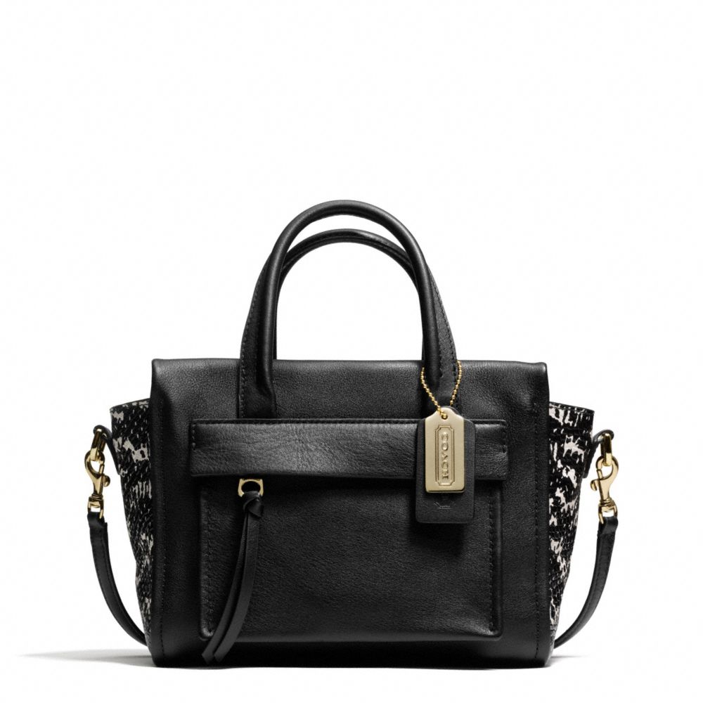COACH F27987 - BLEECKER TWO-TONE PYTHON EMBOSSED LEATHER MINI RILEY CARRYALL GOLD/BLACK