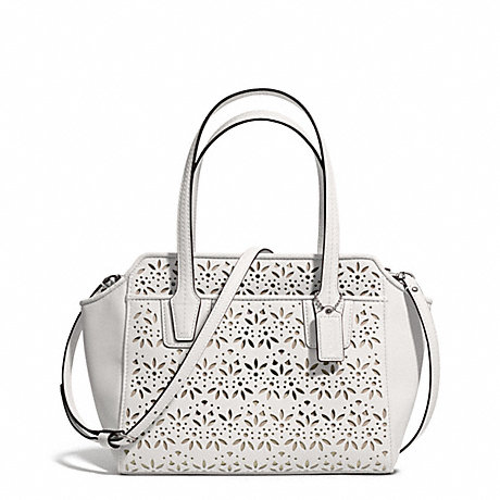 COACH F28081 TAYLOR EYELET LEATHER BETTE MINI TOTE CROSSBODY SILVER/IVORY