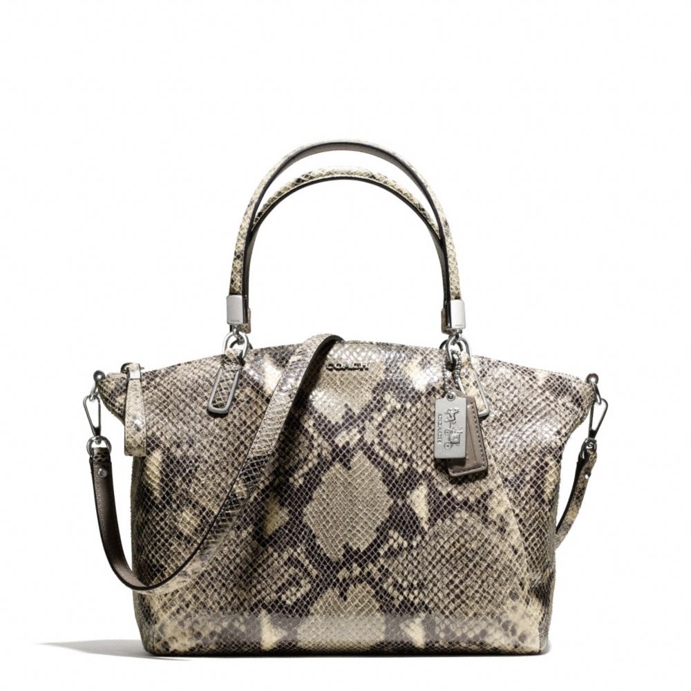 COACH F28087 Madison Python Embossed Small Kelsey Satchel SILVER/MULTICOLOR