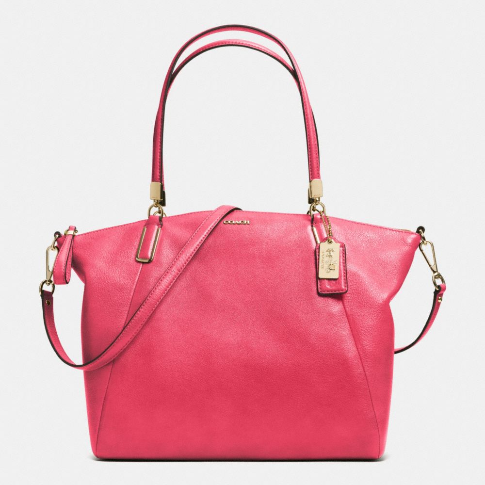 COACH F28090 MADISON LEATHER KELSEY SATCHEL LIGHT-GOLD/PINK-SCARLET