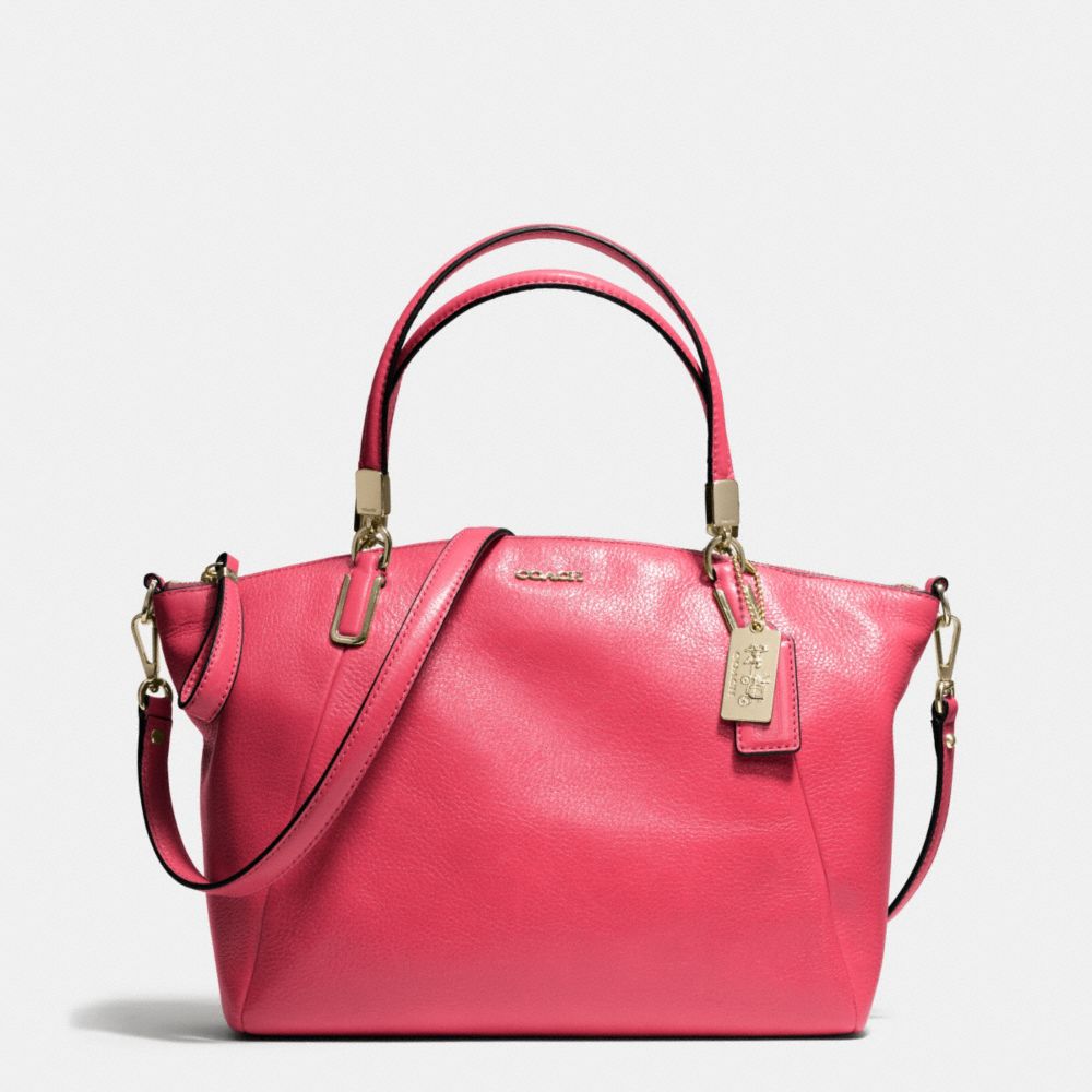 MADISON  LEATHER SMALL KELSEY CROSSBODY - LIGHT GOLD/PINK SCARLET - COACH F28095
