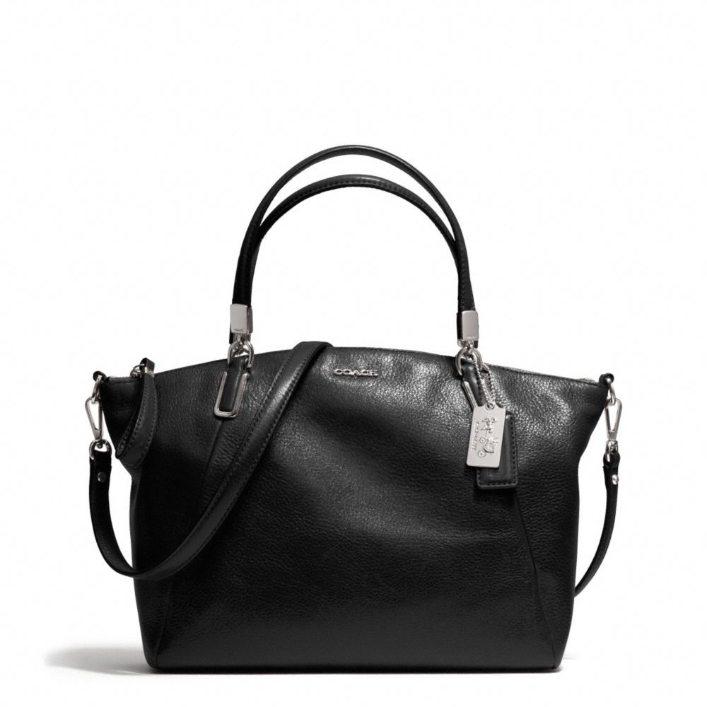SMALL KELSEY SATCHEL IN LEATHER - f28095 -  SILVER/BLACK