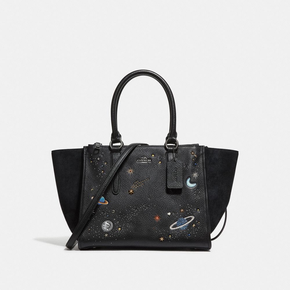 COACH F28111 - CROSBY CARRYALL WITH SPACE MOTIF BLACK/BLACK ANTIQUE NICKEL