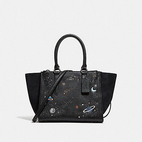 COACH F28111 CROSBY CARRYALL WITH SPACE MOTIF ANTIQUE-NICKEL/BLACK