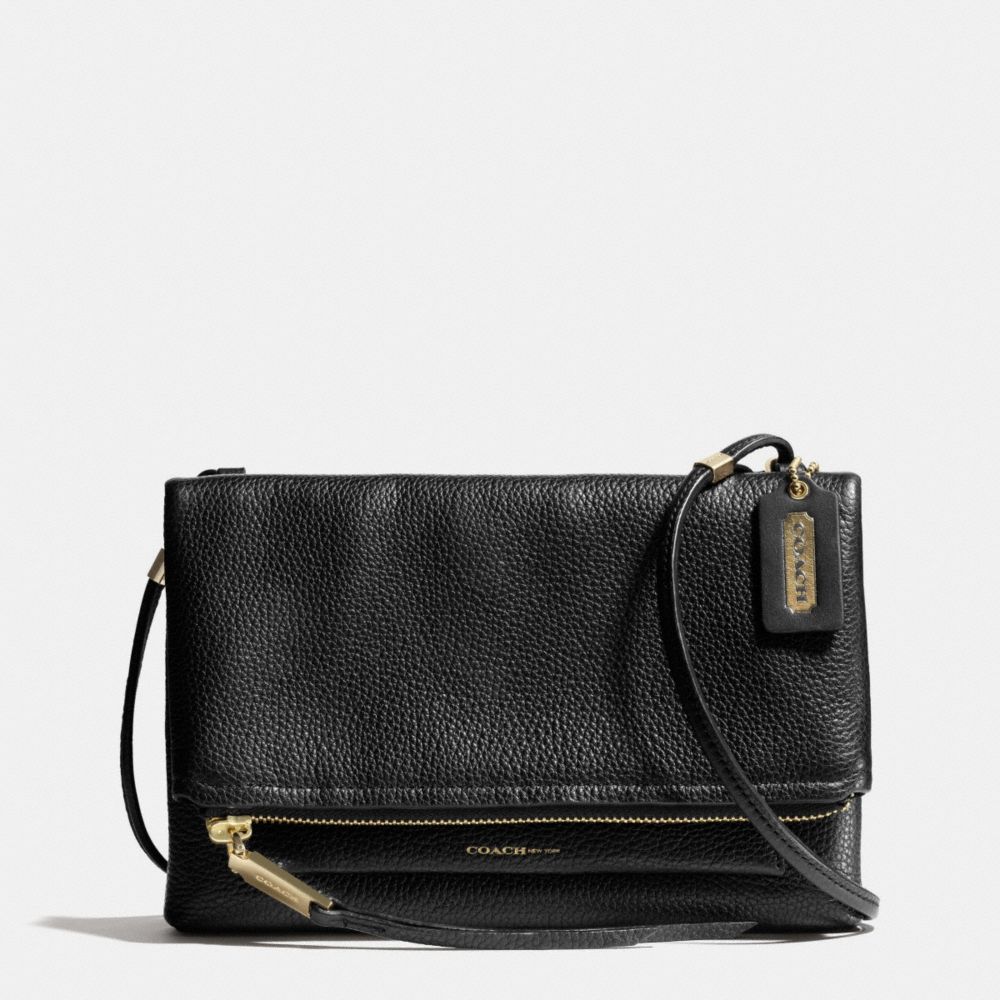COACH F28121 THE URBANE CROSSBODY BAG  IN PEBBLED LEATHER -LIGHT-GOLD/BLACK