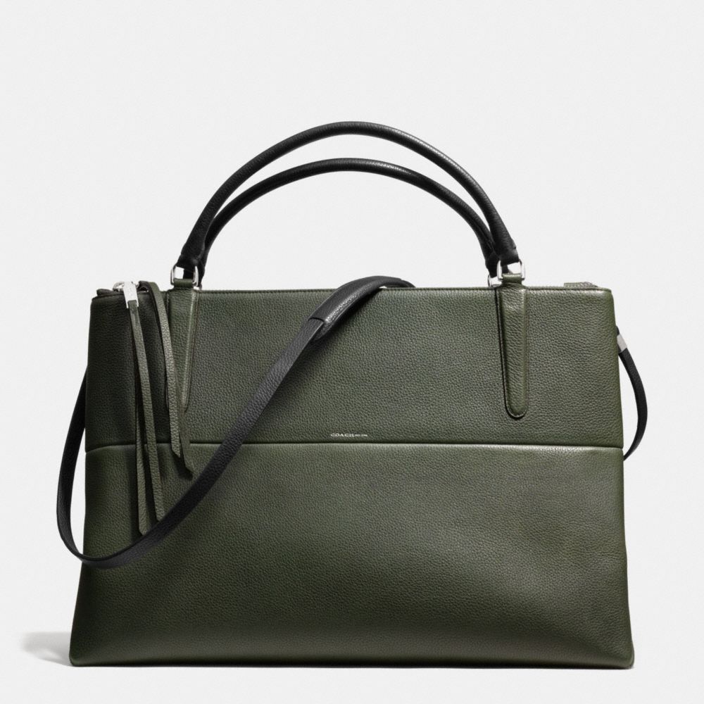 THE LARGE PEBBLED LEATHER BOROUGH BAG - f28129 - SILVER/ALPINE MOSS